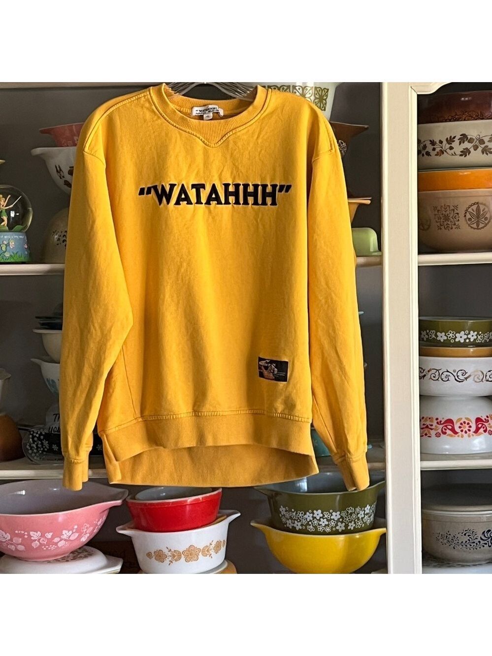 Bruce Lee x Fairwhale WATAHHH! Yellow Embroidered Sweatshirt - Size Large
